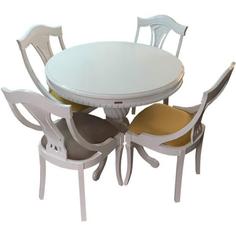 میز و صندلی ناهار خوری اسپرسان چوب کد Sm63 - سفید