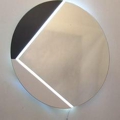 آینه گرد دکوراتیو چراغدار - مشکی سفید
