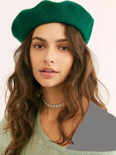 کلاه فرانسوی نمدی زنانه سبز زمردی
