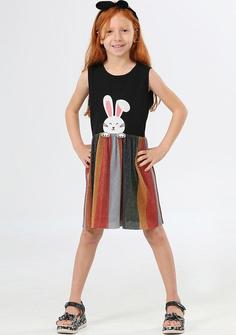 خرید اینترنتی پیراهن مجلسی بچه گانه دخترانه رنگارنگ برند LupiaKids LCW-23SUM-046 ا Bunny Shinny Kız Elbise