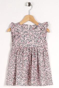 خرید اینترنتی پیراهن روزمره بچه گانه دخترانه صورتی برند Zepkids 1029165 ا Kız Çocuk Somon Renkli Yakası Büzgülü Sıfır Kol Çiçek Desenli Elbise