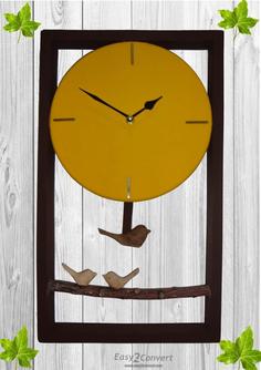 ساعت دیواری چوبی دستساز پاندول دار ا Handmade wooden wall clock with pendulum