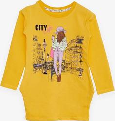 خرید اینترنتی پیراهن روزمره بچه گانه دخترانه زرد برند Breeze 18006 ا Kız Çocuk Tunik Pullu Kız Baskılı Sarı (8-12 Yaş)