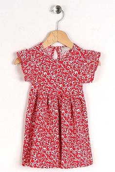 خرید اینترنتی پیراهن روزمره بچه گانه دخترانه قرمز برند Zepkids 1029209 ا Kız Çocuk Kırmızı Renkli Fırfırlı Puantiyeli Elbise
