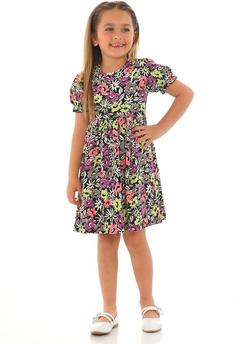 خرید اینترنتی پیراهن روزمره بچه گانه دخترانه سبز برند Zepkids 1031196 ا Kız Çocuk Yeşil Renkli Çiçek Desenli Elbise