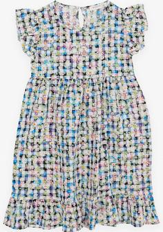خرید اینترنتی پیراهن روزمره بچه گانه دخترانه رنگارنگ برند Breeze 18794 ا Kız Çocuk Elbise Renkli Çiçek Desenli Fırfırlı Arkası Düğmeli Karışık Renk (5-10 Yaş)