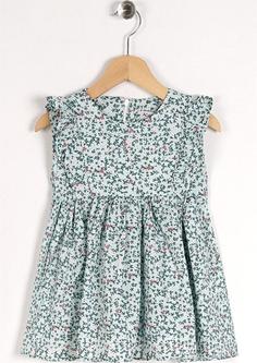 خرید اینترنتی پیراهن روزمره بچه گانه دخترانه سبز برند Zepkids 1029165 ا Kız Çocuk Mint Renkli Yakası Büzgülü Sıfır Kol Çiçek Desenli Elbise
