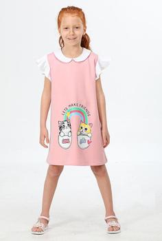 خرید اینترنتی پیراهن روزمره بچه گانه دخترانه صورتی برند LupiaKids LCW-23SUM-008 ا Best Friends Pembe Kız Elbise