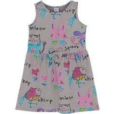 خرید اینترنتی پیراهن روزمره بچه گانه دخترانه طوسی برند Lovetti 5757-11Q047 ا Chirping Animals Desen Kolsuz Elbise