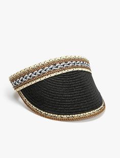 خرید اینترنتی کلاه کپ زنانه سیاه کوتون 3SAK40069AA ا Hasır Şapka Vizör Işleme Detaylı