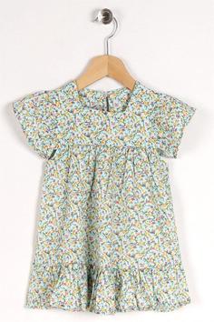 خرید اینترنتی پیراهن روزمره بچه گانه دخترانه سبز برند Zepkids 1029160 ا Kız Çocuk Mint Renkli Çiçek Desenli Kare Yaka Fırfır Kol Elbise