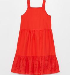 خرید اینترنتی پیراهن مجلسی بچه گانه دخترانه قرمز السی وایکیکی S3BR61Z4 ا Kare Yaka Kız Çocuk Elbise