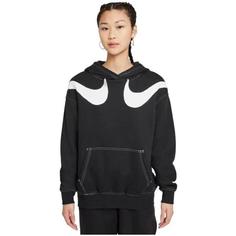 خرید اینترنتی هودی زنانه سیاه نایک DR9199 ا Sportswear Swoosh Graphic Oversized Fleece Hoodie Kadın Sweatshirt