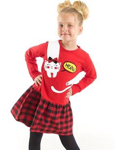 خرید اینترنتی پیراهن مجلسی بچه گانه دخترانه قرمز برند Denokids CFF-22S1-033 ا Beyaz Kedi Kız Çocuk Kırmızı Elbise