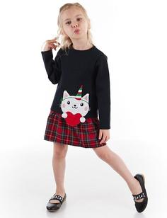 خرید اینترنتی پیراهن روزمره بچه گانه دخترانه قرمز برند Denokids CFF-21S1-023 ا Unique Cat Kız Çocuk Elbise