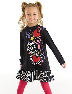 خرید اینترنتی پیراهن مجلسی بچه گانه دخترانه سیاه برند Mushi MS-22K1-012 ا Zebra Kalpli Kız Çocuk Elbise