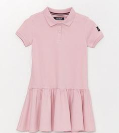 خرید اینترنتی پیراهن مجلسی بچه گانه دخترانه صورتی برند SOUTHBLUE S3H877Z4 ا Polo Yaka Basic Kısa Kollu Kız Çocuk Elbise