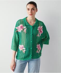 خرید اینترنتی ژاکت زنانه سبز برند ipekyol IS1230050098070 ا Çiçek Aplikeli Örgü Triko