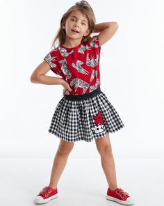 خرید اینترنتی پیراهن مجلسی بچه گانه دخترانه قرمز برند Mushi MS-20Y1-076 ا Zebra Ekoseli Kız Elbise
