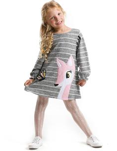 خرید اینترنتی پیراهن روزمره بچه گانه دخترانه طوسی برند Denokids CFF-18S1-001 ا Kelebek & Ceylan Kız Çocuk Elbise