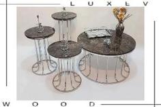 میز جلومبلی عسلی فلزی مدل ستونی - آینه / سیلور / سفید