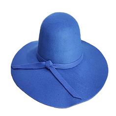 کلاه زنانه مدل شهرزادی لبه بلند آبی کاربنی