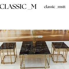 میز جلومبلی‌عسلی فلزی مدل کلاسیک مربع - آینه / گلد / سفید