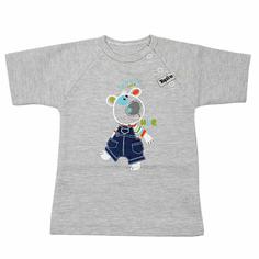 تیشرت آستین کوتاه نوزادی تاپ لاین طرح پاندار طوسی 