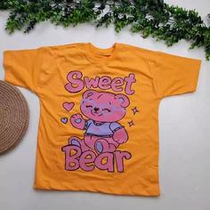 تیشرت دخترانه خرسی طرح SWEET BEAR - زرد, 55