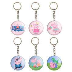 جاکلیدی خندالو مدل انیمیشن پپاپیگ Peppa pig کد 1340B مجموعه 6 عددی