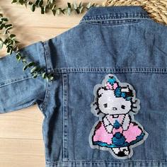 کت جین وارداتی دخترانه مدل Hello Kitty مناسب 3 تا 9 سال کد 202