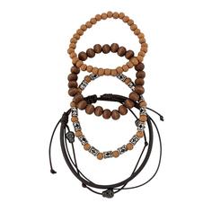 دستبند مردانه سیکس مدل Pearl bracelet مجموعه 4 عددی