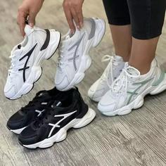 کتونی آسیکس زنانه دخترانه کفش ونس اسپرت اسپورت اسیکس asics  سفید چرم مشکی لژدار لژ دار شیک طبی سبک راحت رانینگ ورزشی هشت