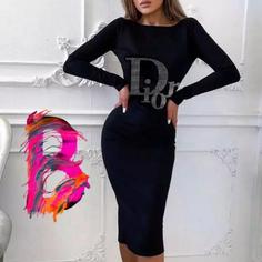 تونیک پیراهن زنانه نگینی مجلسی Dior جنس فانریپ پنبه کبریتی اعلا رنگ مشکی