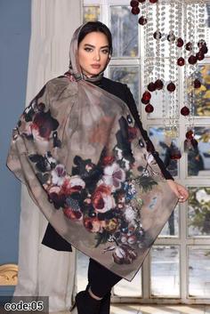 روسری حریر کرپ مجلسی دور دست دوزdk0032 Silk scarves