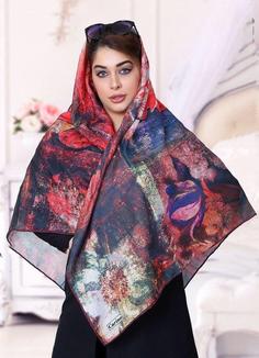 روسری حریر کرپ دور دست دوزdk0011 Crepe silk scarf