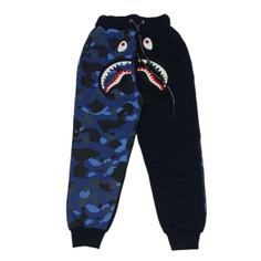 شلوار گرمکن بدون کرک مشکی آبی چریکی بیپ bape