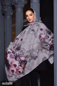 روسری حریر کرپ مجلسی دور دست دوزdk0031 Silk scarves