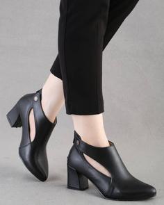 کفش چرم مجلسی پاشنه دار زنانهds00679 college shoe