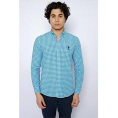 پیراهن آستین بلند مردانه رصان آبی برند u s polo assn 1450609