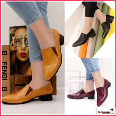 کفش مجلسی چرم سنگی زنانهds00490 college shoe