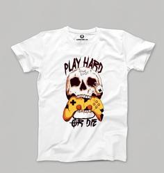 تیشرت گیمینگ Play Hard or Die – طرح اسکلت و کنترلر