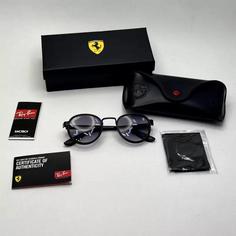 عینک آفتابی گرد ریبن فراری مشکی با پک کاملا اصلی Rayban Ferrari RB3705