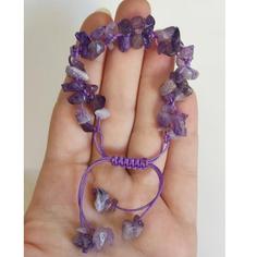 دستبند سنگ آمیتیست نامنظم دو ردیفه   amethyst