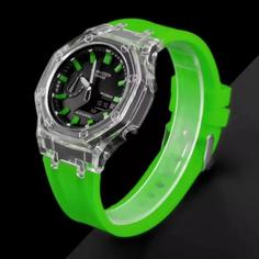 ساعت مچی اسپرت G shock قاب شیشه ایی موتور برقی ژاپن سبز کم رنگ جی شاک مخصوص ورزشکاران کد2941