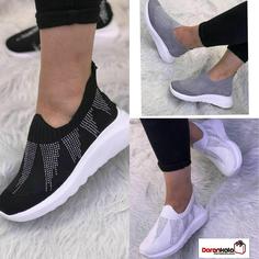 کفش کتانی بافتی نگینی زنانه دخترانهds00513 sneaker