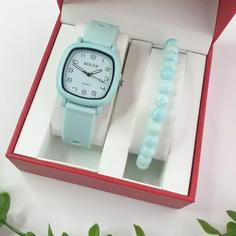 ساعت مچی بند رابر ژله ای سبزآبی رنگ bolun pastille watch 