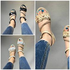 صندل گلدار زنانه ds01267 sandal shoe