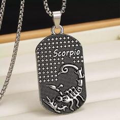 گردنبند و آویز پلاک استیل عیار316 نماد ماه آبان  کژدم یا عقرب  Scorpio و ماه های دیگر رنگ ثابت کد ki