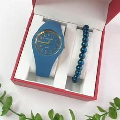 ساعت مچی بند رابر ژله ای آبی نفتی رنگ bolun pastille watch 